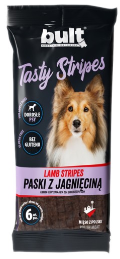 TREASURE MÄSO STRIPES Jahňacie mäso pre psov BEZLEPKOVÉ BULT Chutné prúžky