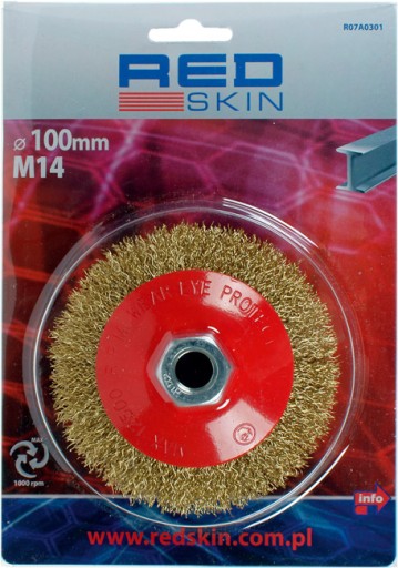 Drôtená kefa na kónickú brúsku 100mm M14 Red Skin