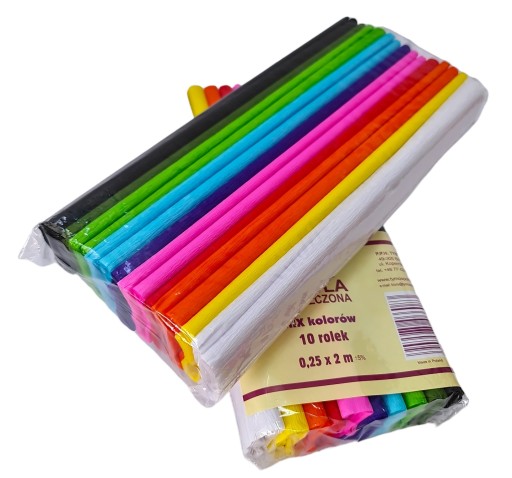 Krimpovaný hodvábny papier, 10 kusov, 2m, mix farieb, krimpovaný