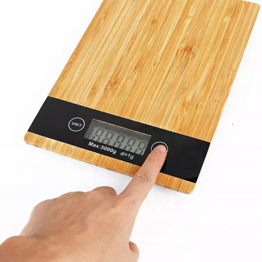 BAMBUSOVÁ ELEKTRONICKÁ KUCHYŇSKÁ VÁHA LCD 5KG 1G