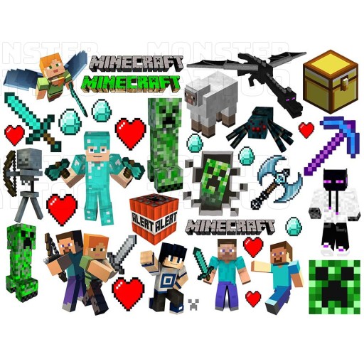 UMÝVAJÚCE DOČASNÉ TETOVANIE PRE DETSKÉ DETSKÉ MINECRAFT ORIGINÁLNE VZORKY