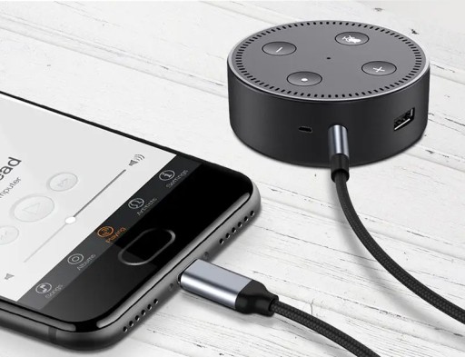 USB-C MINI JACK KÁBEL 3,5 MM TYP C POMOCNÁ ZÁSTRČKA AUDIO KÁBEL 100 cm 1M NYLON