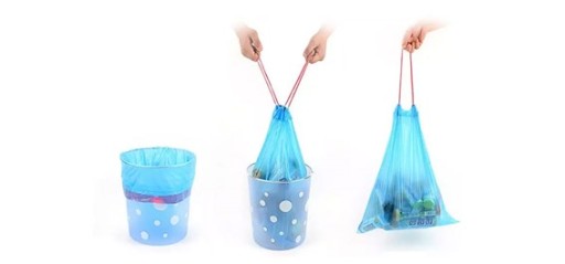 HDPE vrecká so sťahovacou páskou, 35L, modré