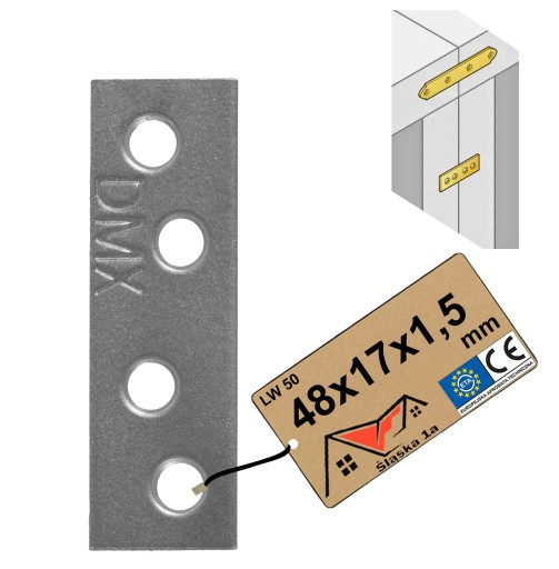LW50 Stolárska spojka plochá rovná úzka nábytková plochá lišta 48x14x1,5mm
