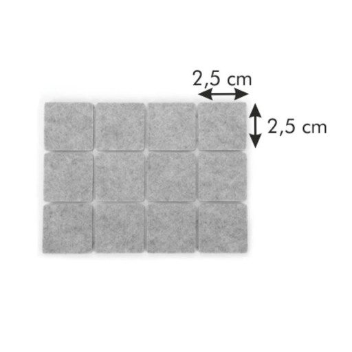Štvorcové plstené podložky pod nábytok - 25x25 mm