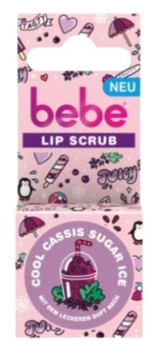 Bebe, Cool Cassis cukrový ľad, peeling na pery, 4,9 g
