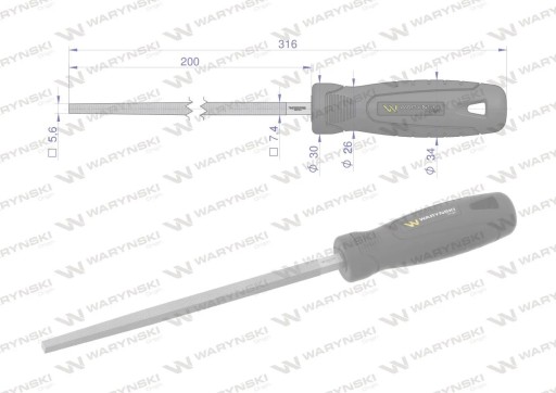 RM Štvorcový pilník Waryński 200 mm