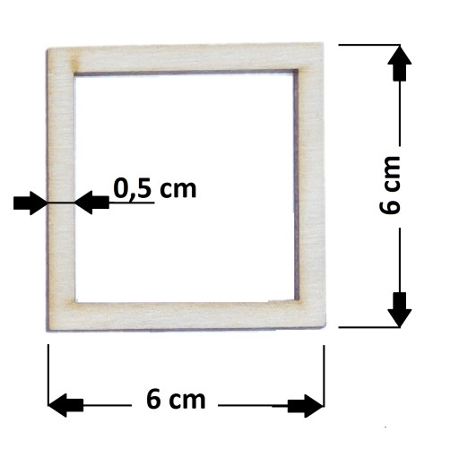 Základňa Macrame Obruč z preglejky 6 cm Štvorec 6 ks