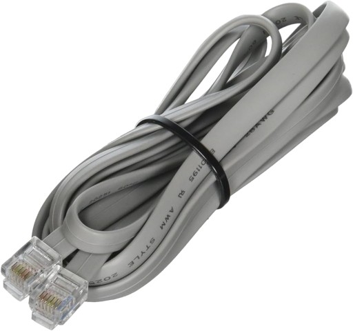 RJ12 telefónny kábel 2m, šedý plochý, 6P6C