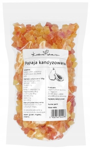 KANDIDOVANÁ PAPAYA KOCKOVÁ 500g KOCKOVÁ PRÍRODNÁ OBJEDNAČKA ZDRAVÁ kuchyna