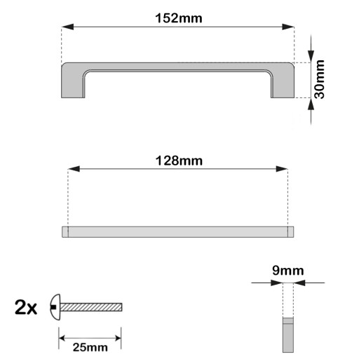 CHROMOVÁ NÁBYTKOVÁ ÚCHYTKA NÁBYTKOVÁ ÚCHYTKA PRE ZÁSUVKOVÚ SKRIŇU 128mm CHROM.