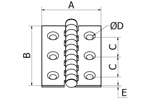 Nerezový pánt 60x40x1,5 mm A2-AISI 304 INOX