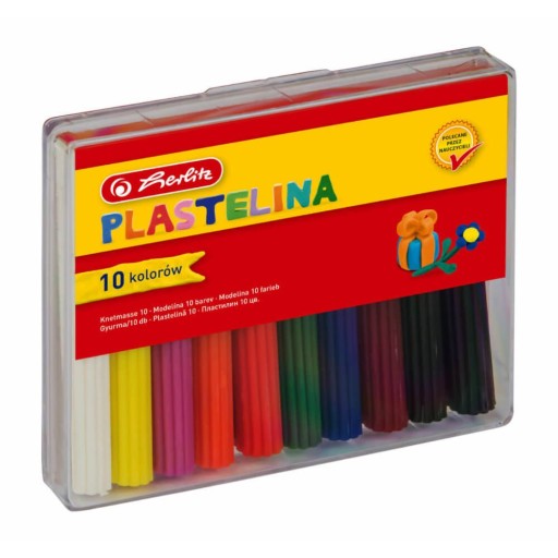 Plastelína 10 farieb x 9,5cm, kazeta 120g HERLITZ