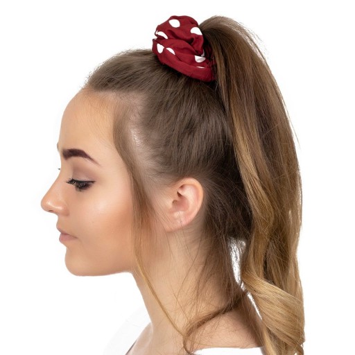 SCRUNCHIES gumička do vlasov s bodkami, ČERVENÁ