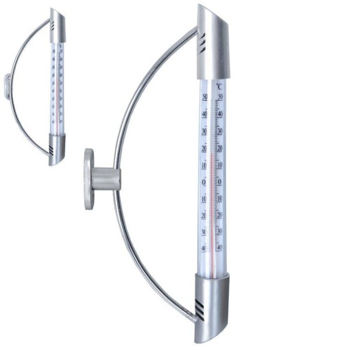 Moderný vonkajší okenný teplomer na okno 24 cm (Strieborný) /Orion