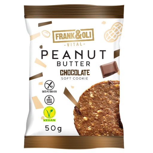 FRANK&OLI čokoládové sušienky s arašidovým maslom 50g. bezlepková tyčinka