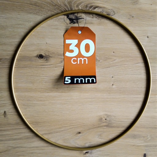 HRUBÝ kovový prsteň, MATNÝ ZLATÝ, 30 cm, 5 mm makramé