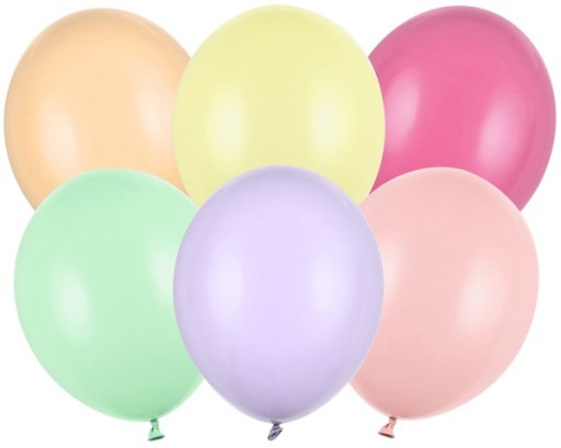 FAREBNÉ NARODENINOVÉ BALÓNY PASTELOVÉ SILNÉ NA NARODENINY 27CM 11 PALCOV 50 KS