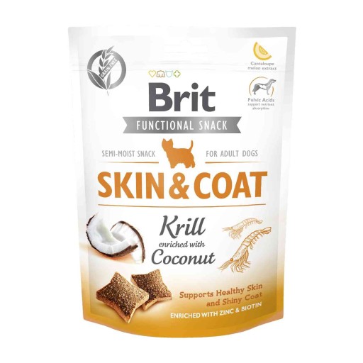 BRIT SKIN&COAT funkčná maškrta pre psov Krill s kokosom 150g