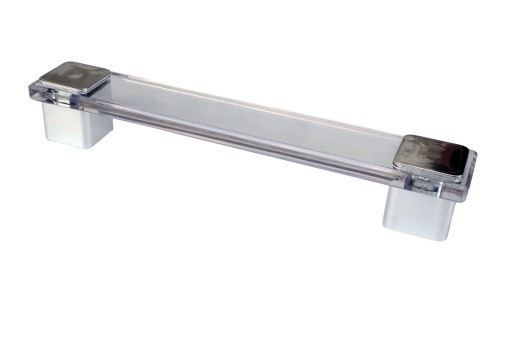 Sklenená nábytková úchytka 128mm krištáľ + chrómové skrutky