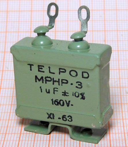 Hermetický kondenzátor 1uF 160V MPHP 3 TELPOD - cena za 2 kusy