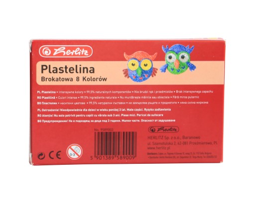 Herlitz 9589003 trblietavá plastelína 8 farieb