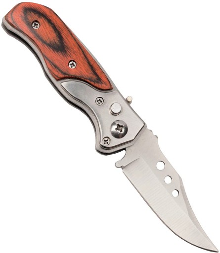 PRUŽINOVÝ ZAKLADACÍ NÔŽ Vreckový nôž, oceľ, drevo, 16 cm