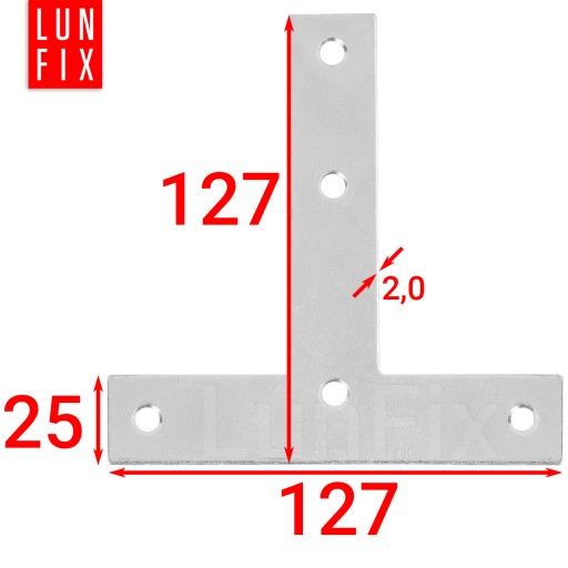 Plochý konektor typu T 127x127x25 2mm