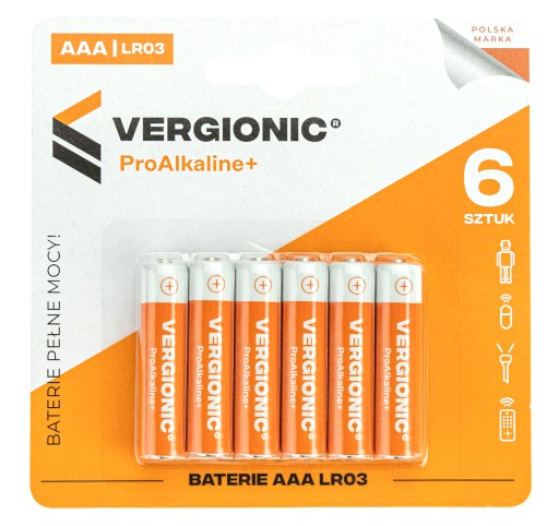 ALKALICKÉ BATÉRIE 1,5V AAA R03 VERGIONIC 6 ks