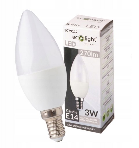 LED ŽIAROVKA SVIEČKOVÁ E14 3W 4000K 270lm NEUTRÁLNA EKO SV.