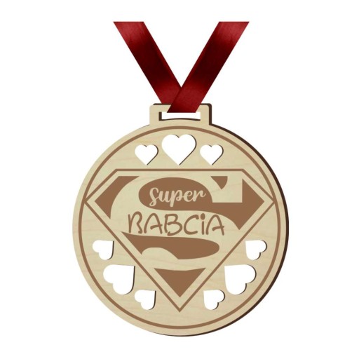Super BABIČKÁ MEDAILA, drevená STUHA, DEŇ BABIČKY