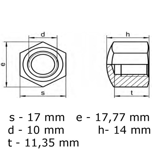 INOX A2 prevlečná matica DIN 917 M10 - 10 kusov