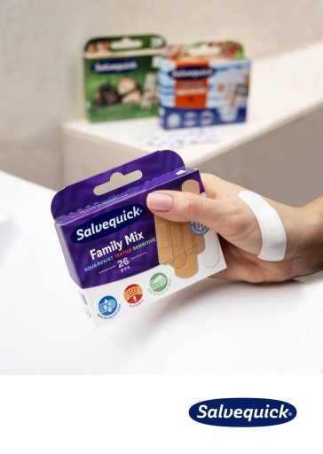 2x náplasti SALVEQUICK FAMILY MIX flexibilné VODEODOLNÉ mix veľkosti 26 ks