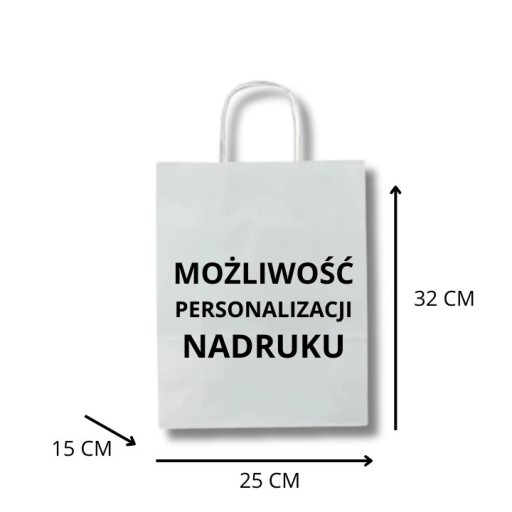 TAŠKY Z BIELEHO PAPIERA POTLAČENÉ 32X15X25 10 ks