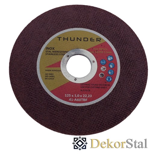 THUNDER rezací kotúč 125 X 1,0 X 22,23 INOX