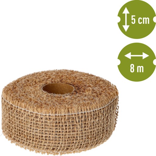Ekologická jutová textilná páska v kotúči 5 cm 8 m
