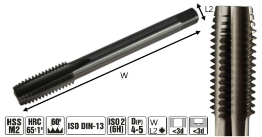 M3x0,5mm STROJOVÝ ZÁVITNÍK PRE CEZ OTVORY