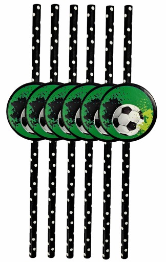 Jednorazové futbalové slamky, papierové tuby, sada 6 ks, čierne