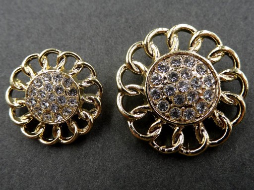 24mm Ozdobné gombíky 1ks ZLATÉ zirkóny SILVER OZ13A 17249