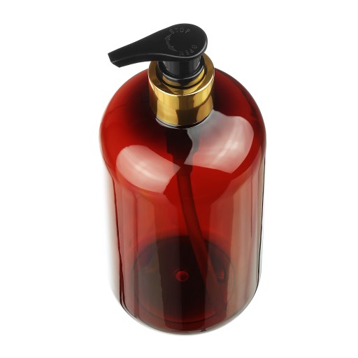 DÁVKOVAČ TEKUTÉHO MYDLA FĽAŠA S PUMPAČKOU NA TEKUTÉ GÉL 500ml 0,5l HNEDÁ