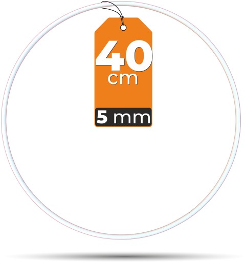 Pevná kovová obruč pre makramé, BIELA, 40 cm, 5 mm