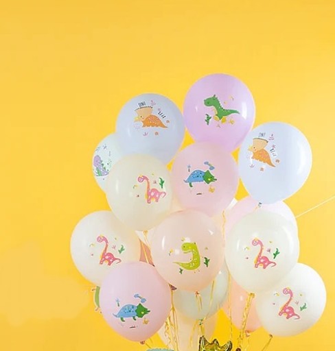 BALÓNKY narodeninové ozdoby PASTELOVÉ DEKORÁCIE DINO DINOSAUR 6 ks