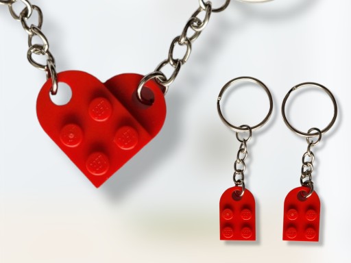 KĽÚČENKA z LEGO kociek Srdce Keychain Darček 2 ks ku Dňu žien