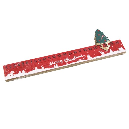 ADVENTNÝ KALENDÁR ODPOČET DO VIANOC 38X9,5CM STOJAJÚCI ČERVENÝ