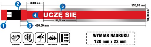 Reflexný pásik s gumičkou, UČÍM SA, červený