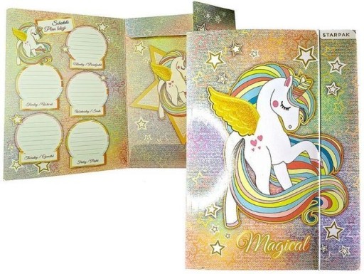 Školské leporelo A4 s gumičkou pre deti PAPIEROVÉ skladačky UNICORN STARPAK