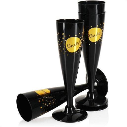 ČIERNE POHÁRE NA ŠAMPANSKÉ 4X130ml