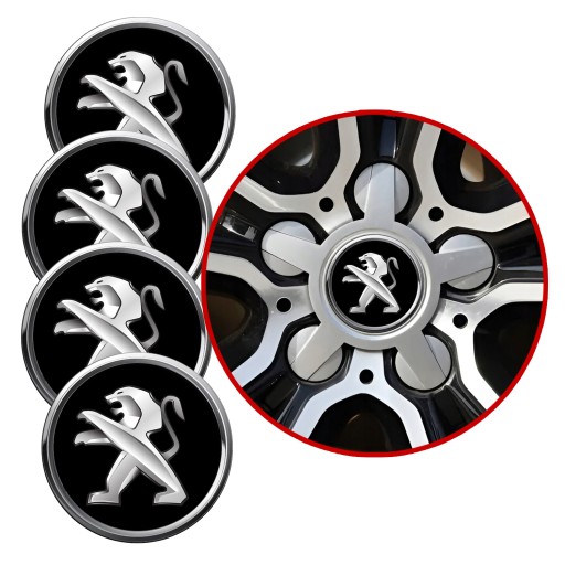 4 Emblémy Krytky ráfikov Kryty kolies Kolesá PEUGEOT COMPLET TOP 60 mm