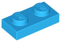 LEGO PLATE 3023 1x2 azúrová tmavá NOVINKA (6g) 16 ks.