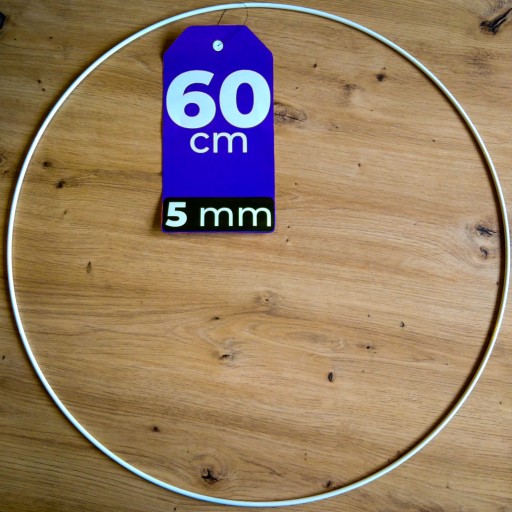 BIELA obruč 60 cm 5 mm SILNÝ kov pre makramé